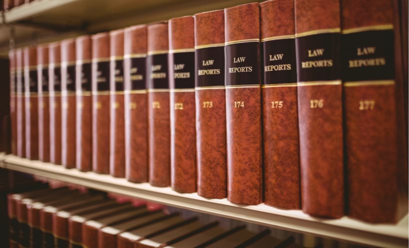 Bookshelf with law books